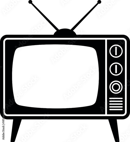 Television vector black silhouette print design