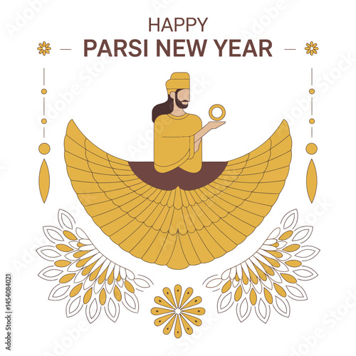 Minimalist Parsi New Year Greeting .