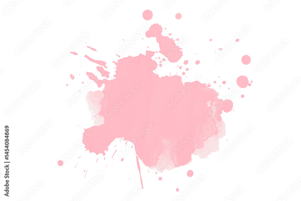 Obraz premium Pink watercolor stains, ink splashes, paint drops set on transparent background.
