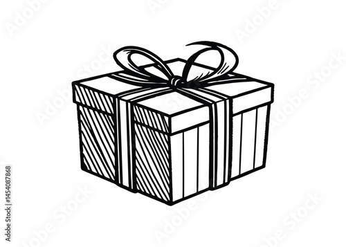 Silhouette of gift box isolated on a white background