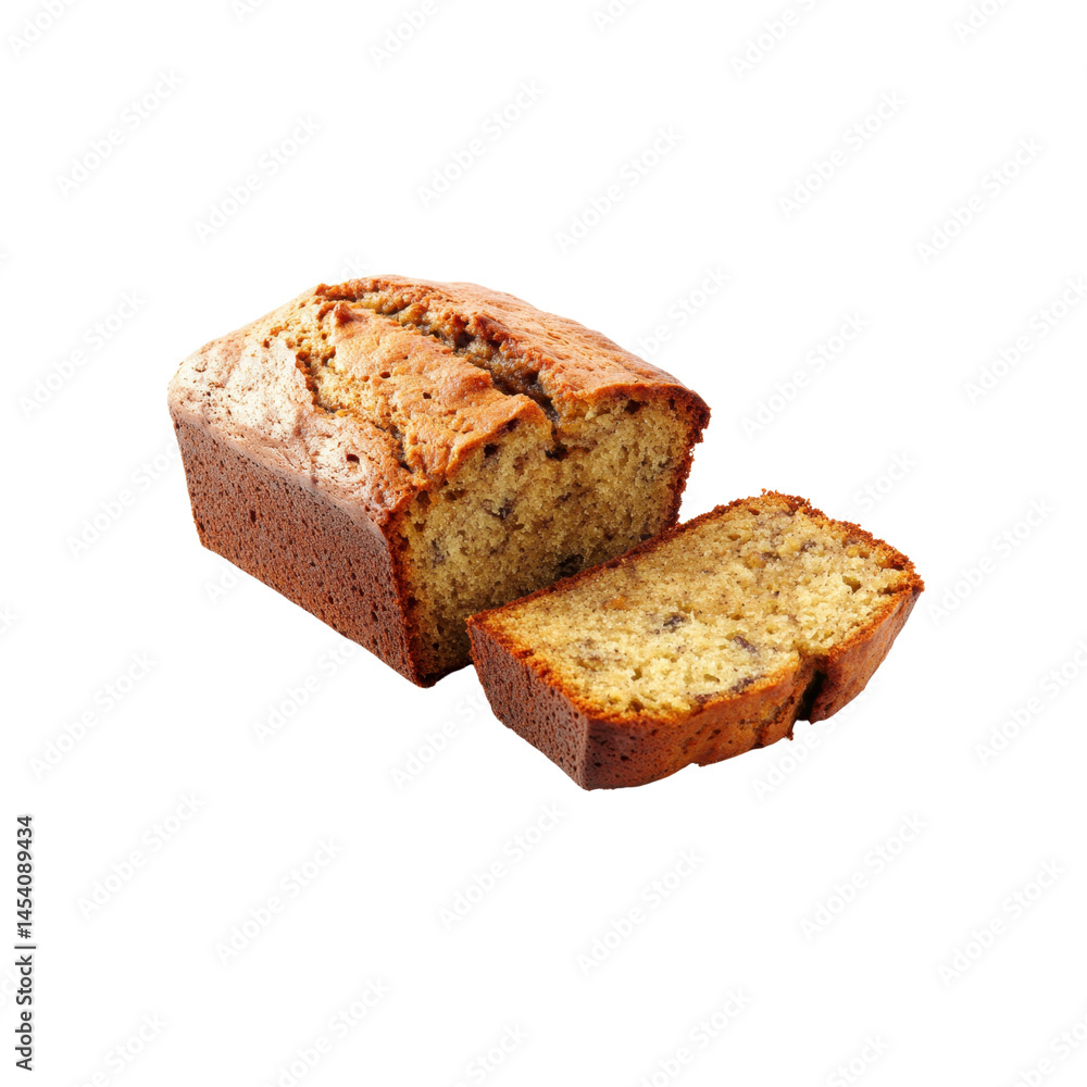 Delicious Homemade Banana Bread Loaf with a Sliced Piece Delicious Homemade Banana Bread Loaf with a Sliced Piece