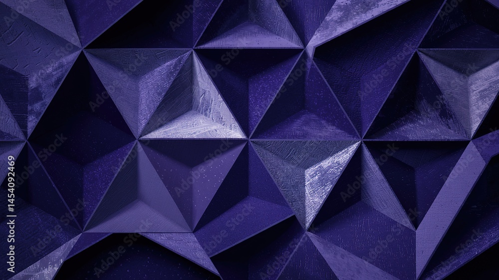Naklejka premium Deep Violet Textured Triangular Geometric Wall Panel Design