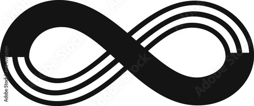 Infinity symbol with stripes forming a continuous loop, representing limitless potential, eternity, and endless possibilities in a simple yet powerful graphic