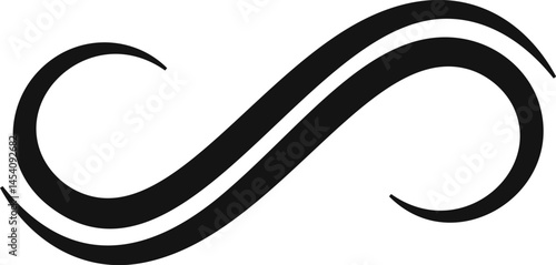Stylized graphic featuring a double swirling infinity symbol, representing concepts of eternity, endlessness, and limitless time, evoking feelings of perpetual motion and timelessness