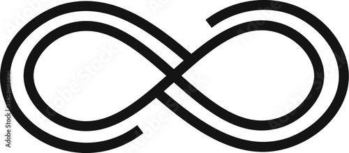 Two intertwined black lines creating a double infinity symbol against a white background, representing limitless possibilities, eternal love, and boundless concepts