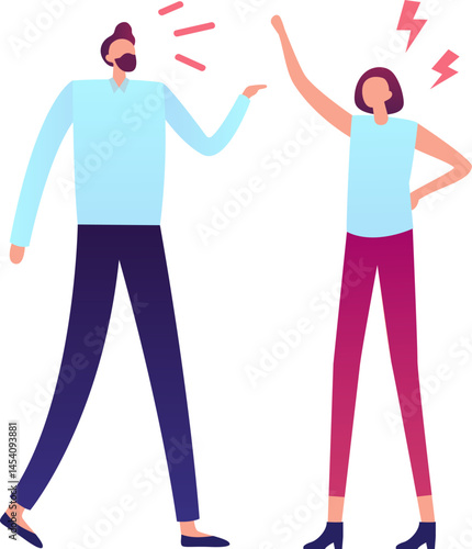 Office workers engaged in a heated argument, raising voices and displaying clear signs of disagreement, conflict, and frustration in a tense workplace environment