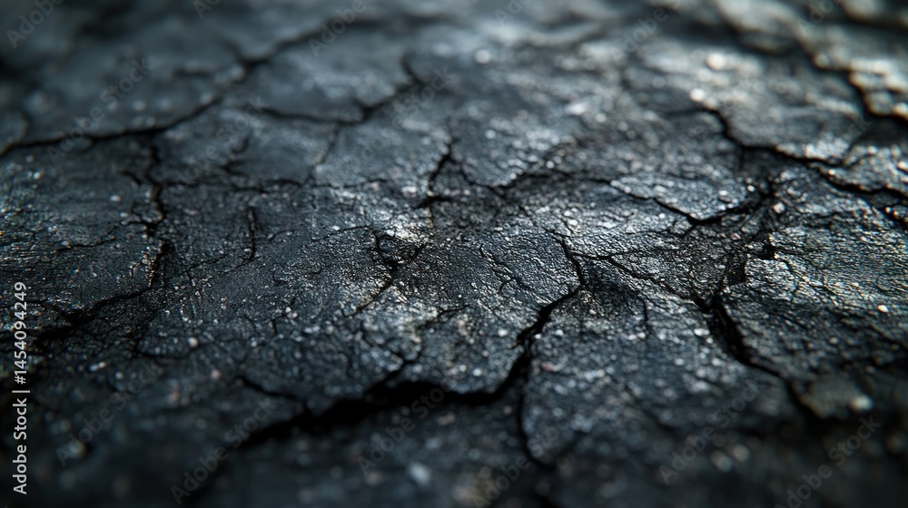 Fototapeta premium Cracked dark earth texture, close-up, drought background, design element