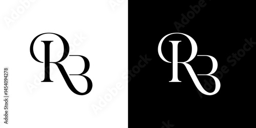 BR / RB initial letter logo design. R and B monogram. Modern, minimalist & elegant logotype. Editable vectors, isolated on white & black backgrounds. 