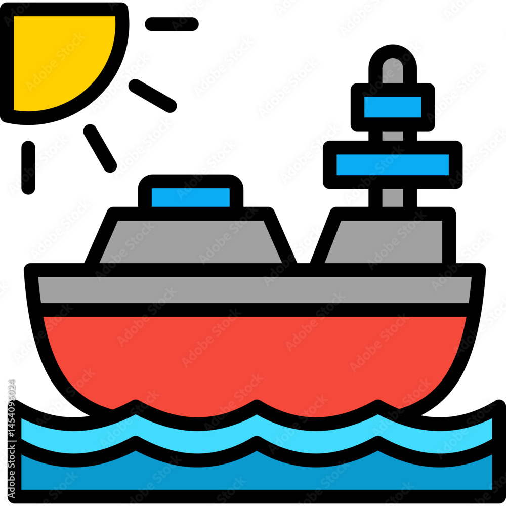 Fototapeta premium Boat lineal color icon