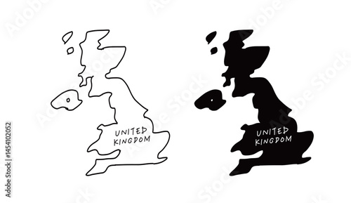 シンプルなイギリスの地図の手書きベクターイラスト2