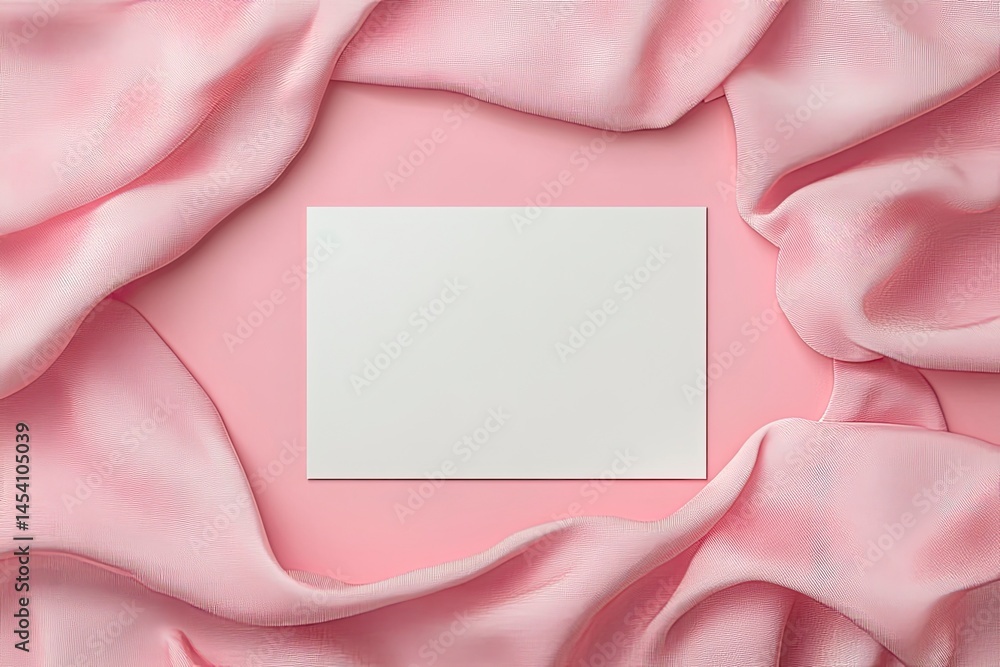 Blank Card with Pink Satin Fabric Blank Card with Pink Satin Fabric