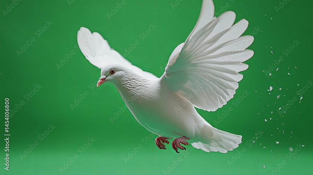 Fototapeta premium Majestic White Pigeon Taking Flight Animation