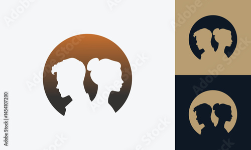 man and woman back to back logo design