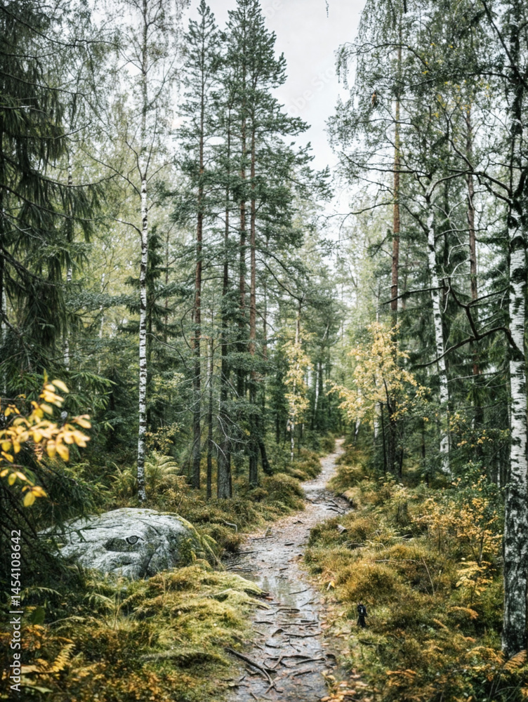 Fototapeta premium Serene Forest Path in Autumn