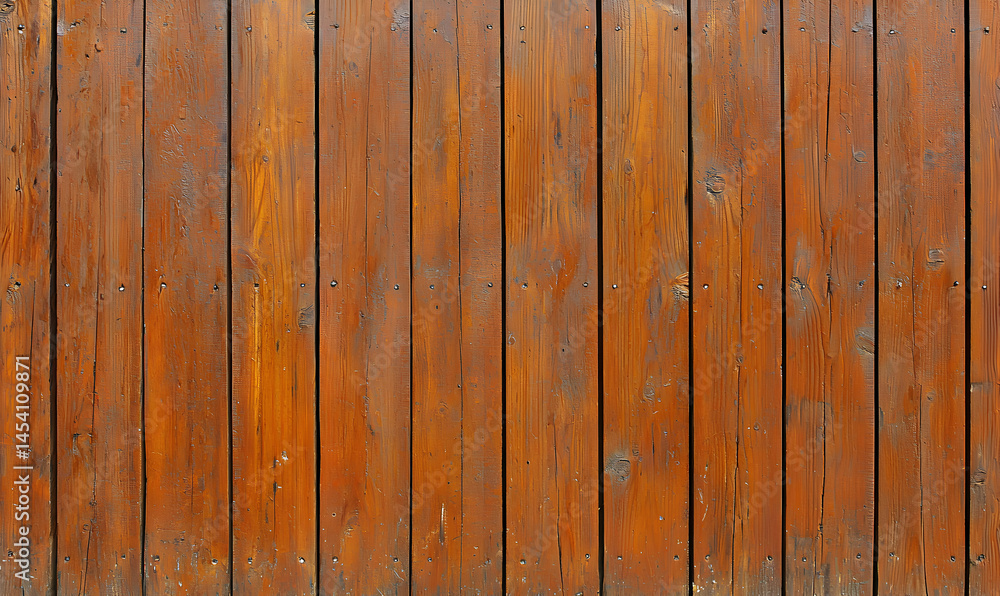 Naklejka premium Wooden fence Vertical planks of brown wood, slightly weathered, with visible nails and subtle color variations