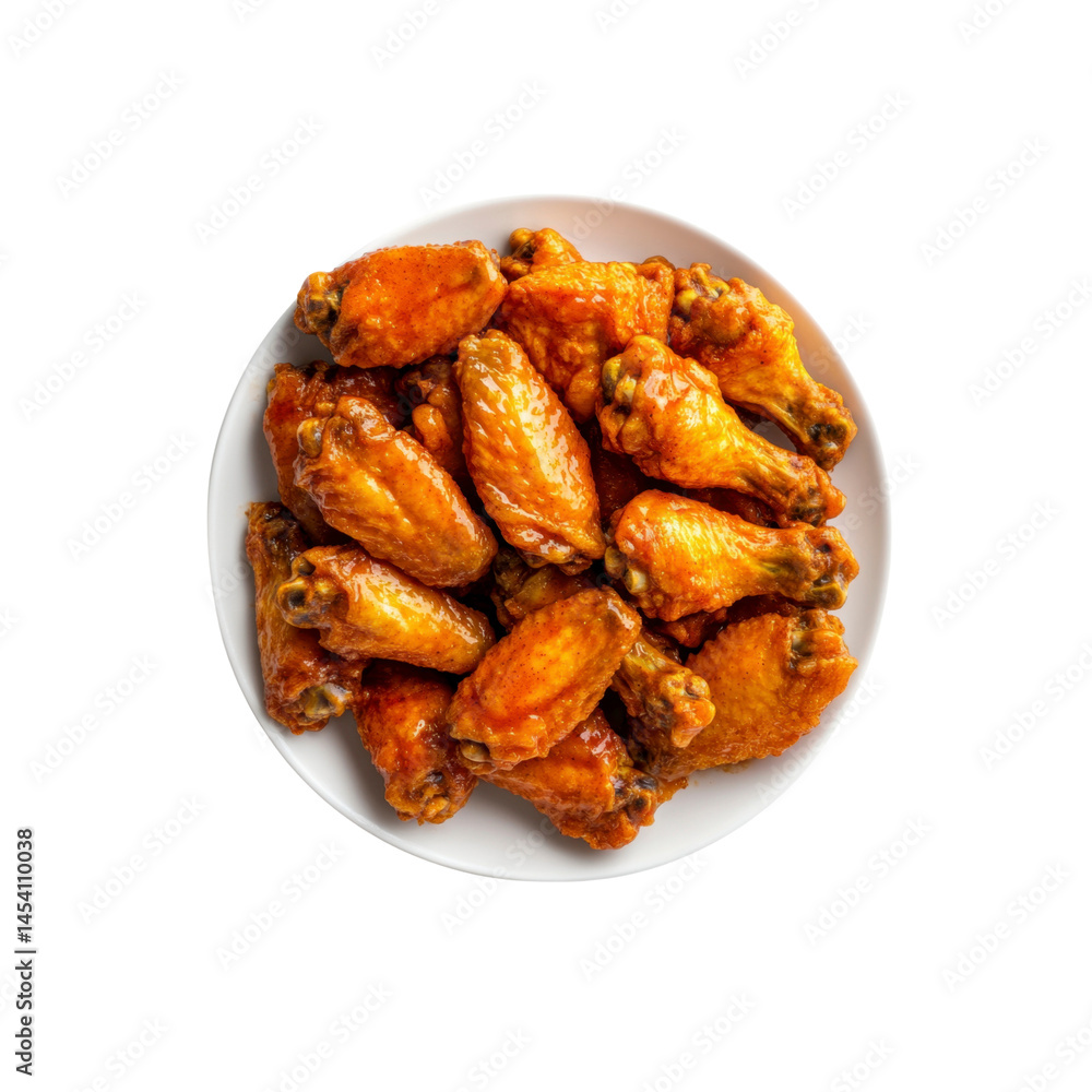 Overhead View of a Plate of Delicious Buffalo Chicken Wings Overhead View of a Plate of Delicious Buffalo Chicken Wings