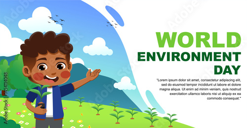 world environment day design. design with children's theme. suitable for introducing children to protecting the earth