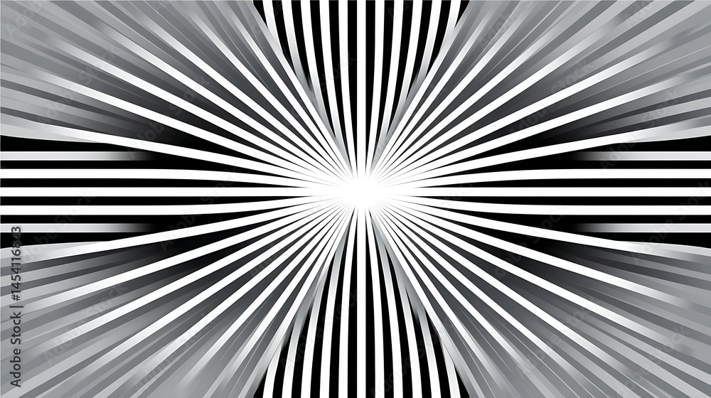 Fototapeta premium Abstract Black and White Radial Lines Burst Design Geometric Background Optical Illusion Graphic