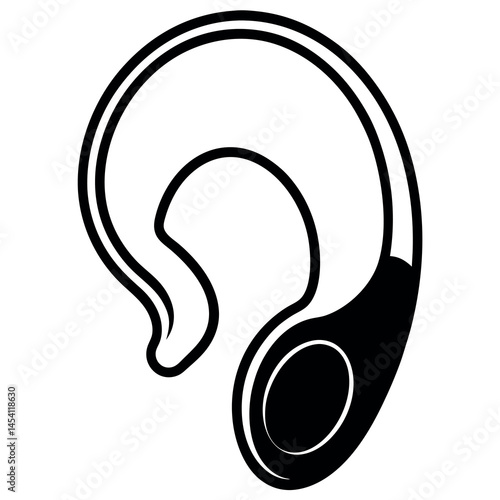 Hearing device silhouette vector – clear black icon for auditory aid