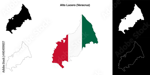 Alto Lucero municipality (Veracruz) outline map set