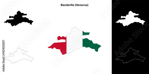 Banderilla municipality (Veracruz) outline map set