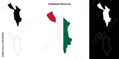 Citlaltepetl municipality (Veracruz) outline map set