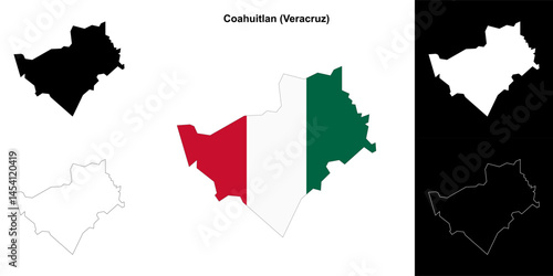 Coahuitlan municipality (Veracruz) outline map set