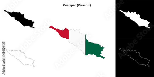 Coatepec municipality (Veracruz) outline map set