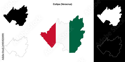 Colipa municipality (Veracruz) outline map set