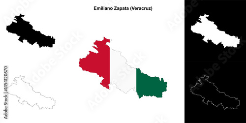 Emiliano Zapata municipality (Veracruz) outline map set