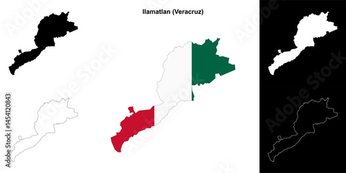Ilamatlan municipality (Veracruz) outline map set
