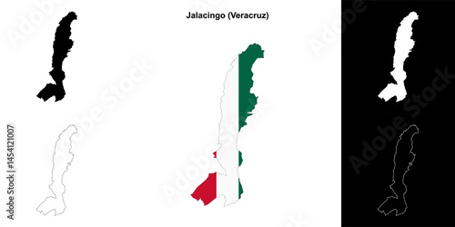 Jalacingo municipality (Veracruz) outline map set