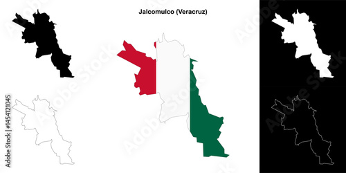 Jalcomulco municipality (Veracruz) outline map set