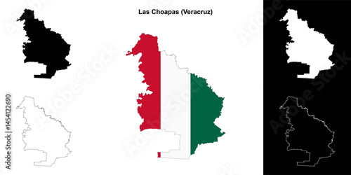 Las Choapas municipality (Veracruz) outline map set