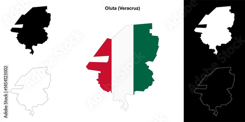 Oluta municipality (Veracruz) outline map set