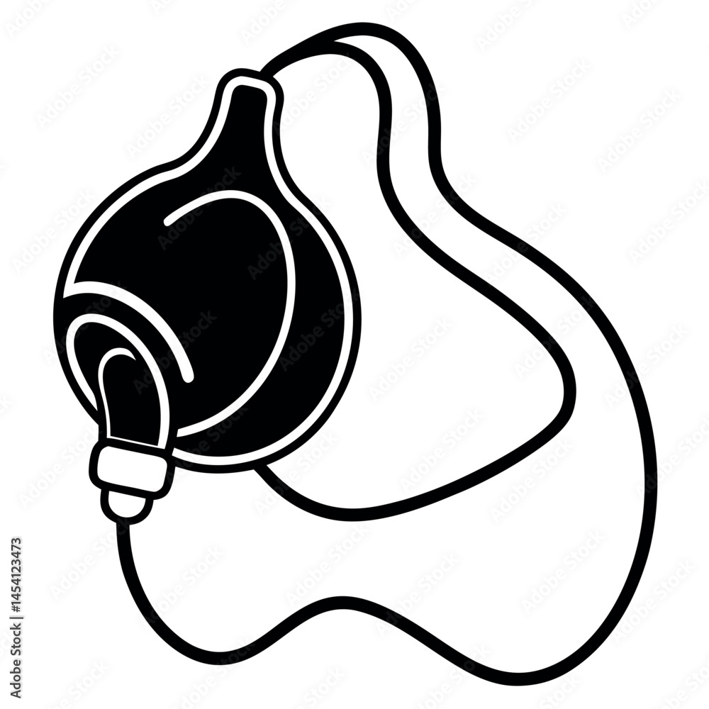 Hospital oxygen mask in silhouette – black vector for breathing support Hospital oxygen mask in silhouette – black vector for breathing support