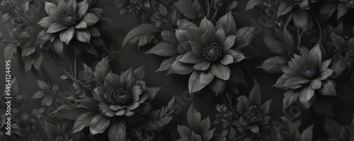 Wallpaper Mural Intricate charcoal floral wallpaper, abstract botanicals, intricate, seamless, wallpaper Torontodigital.ca