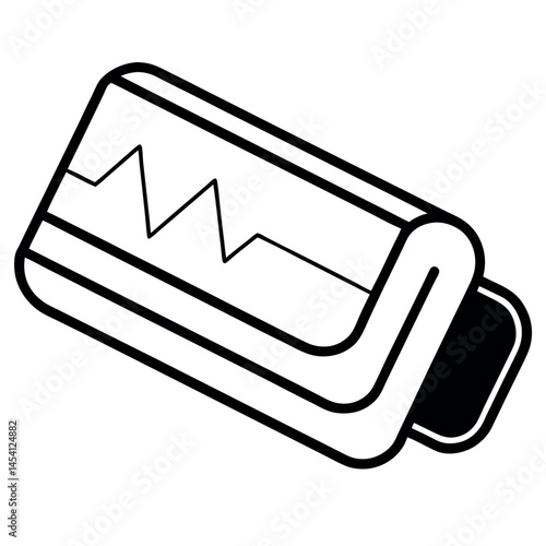 Silhouette of pulse oximeter measuring oxygen saturation clean black design