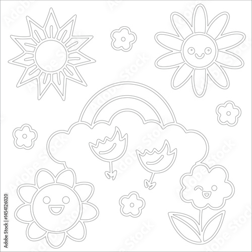 Cute Hand Drawn Kawaii Coloring Book Art