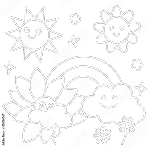Cute Hand Drawn Kawaii Coloring Book Art