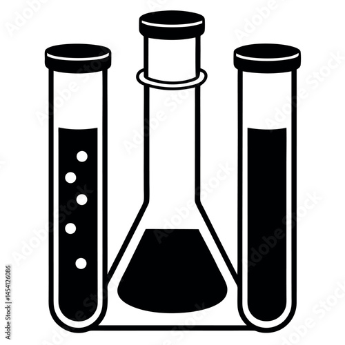 Medical test tubes in rack – solid black silhouette for diagnostics