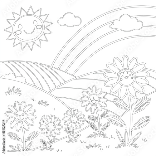 Cute Hand Drawn Kawaii Coloring Book Art