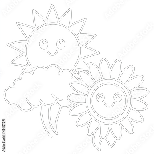 Cute Hand Drawn Kawaii Coloring Book Art