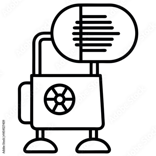 Intensive care ventilator in solid black – clean medical vector illustration