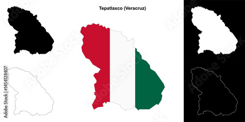 Tepatlaxco municipality (Veracruz) outline map set
