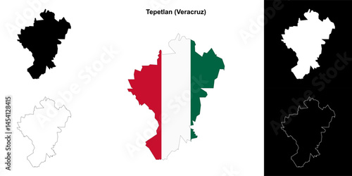 Tepetlan municipality (Veracruz) outline map set