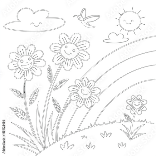 Cute Hand Drawn Kawaii Coloring Book Art