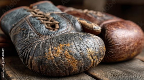 Vintage boxing gloves, weathered leather