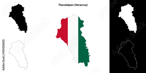Tlacotalpan municipality (Veracruz) outline map set