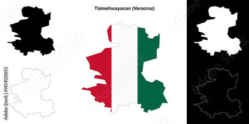 Tlalnelhuayocan municipality (Veracruz) outline map set